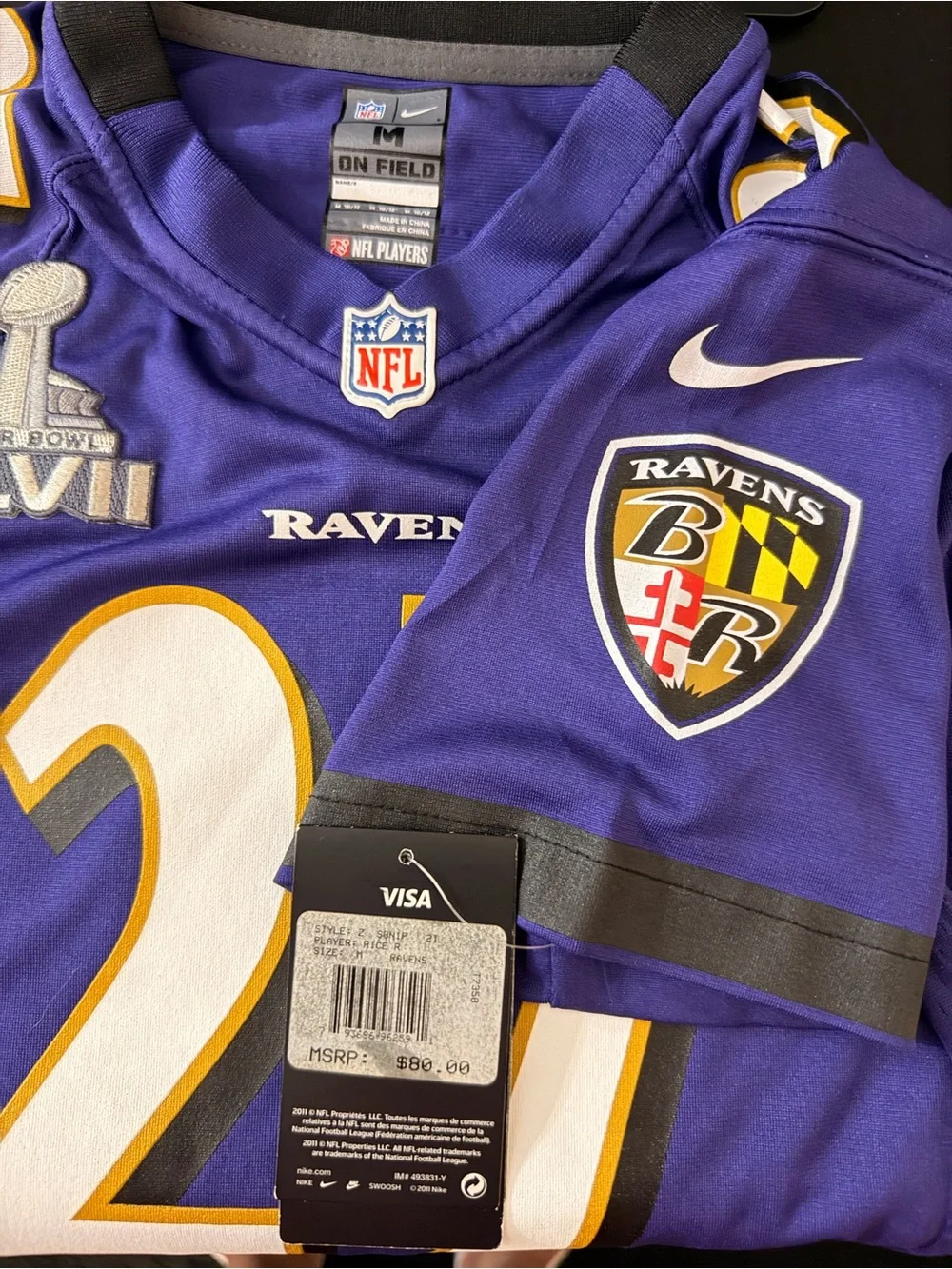 Nike Baltimore Ravens Youth Size M Purple and Gold #27 Football Jersey